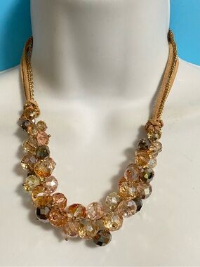 ALI KHAN New York Necklace Gold AB Gray Glass Beads Sparkling Statement Necklace